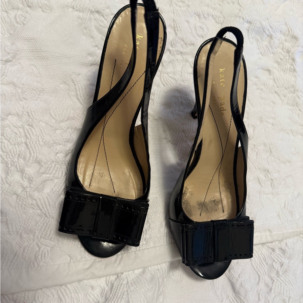 Kate Spade Black Peep-Toe Heels with Bow